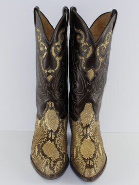 Vintage Tony Lama Python Snakeskin Western Cowboy Boots (Men 9 - E)
